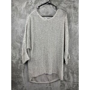LOFT Outlet Lounge Womens‎ L Oversized Knit Sweater Gray Slouchy High Low Hem